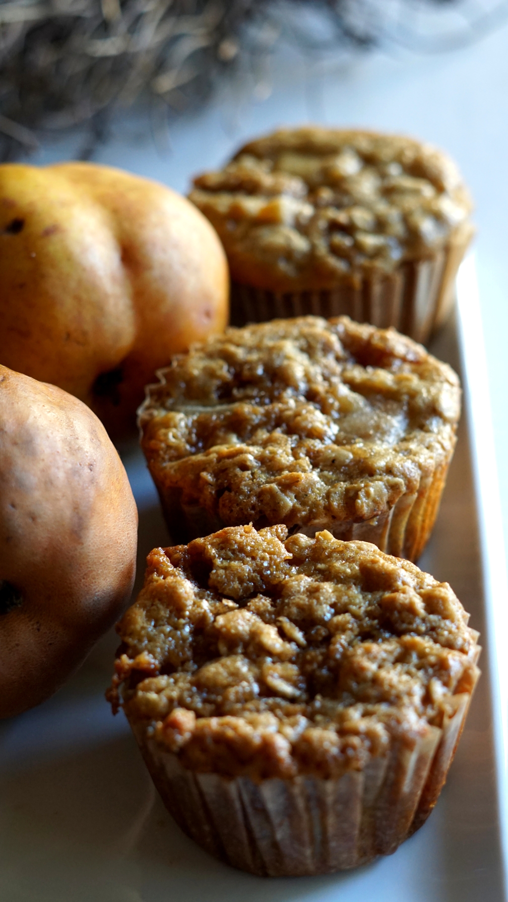 Pear oatmeal muffins